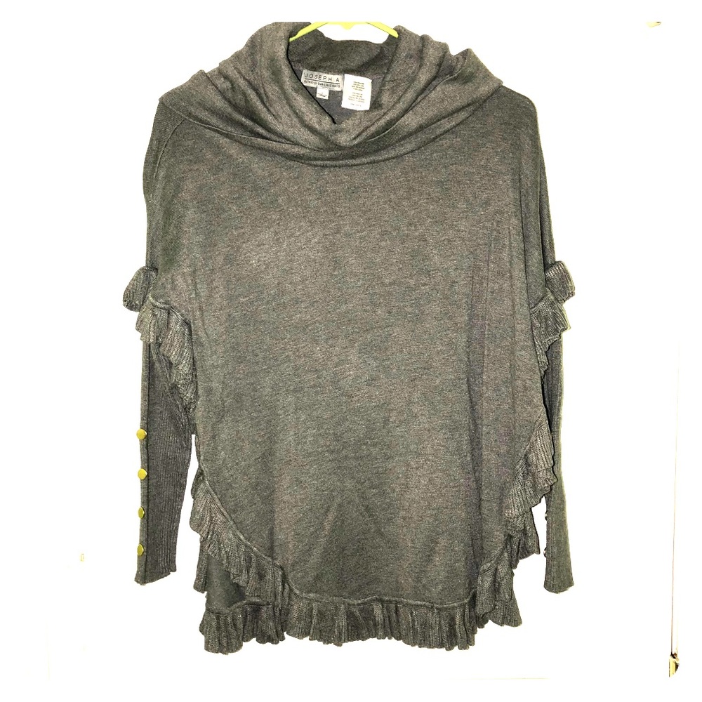 Joseph A - Gray Cowl Neck Ruffle Sweater